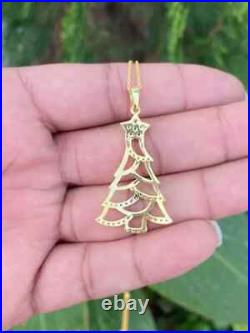 1.00 Ct Round Cut Real Moissanite Women's Christmas Tree 14K Yellow Gold Plated