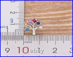 1.60Ct Round Cut Lab Created Multicolor Tree Stud Earrings14K White Gold Plated