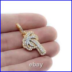 1.70Ct Round Cut Moissanite Plam Tree Men's Pendant In 14K Yellow Gold Plated