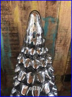 1 Pottery Barn Medium LIT MERCURY GLASS TREES Christmas New Sold Out Silver