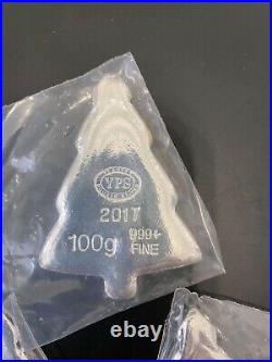 1-YPS 100g Silver Christmas Tree Yeager Poured Bar 999 Collectible Gift 2017