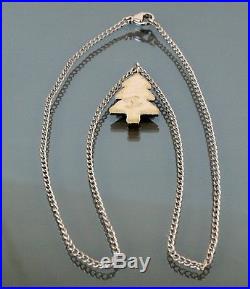 100% AUTHENTIC CHANEL SILVER TONE NECKLACE CHAIN With X-MAS TREE PENDANT VINTAGE