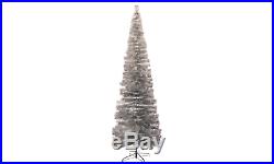 10FT Silver Pencil Christmas Tree Retro Tinsel Style XMASS Holiday Base Included