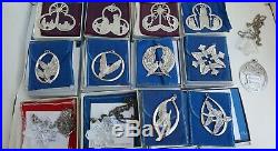 (14) Gorham Lunt Fine Sterling Silver Lead Crystal Christmas Tree Ornament Lot