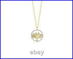 14k Yellow Gold Finish 1Ct Round Diamond Tree of Life Pendant With 18 Free Chain