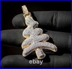 14k Yellow Gold Finish 2 Ct Round Lab Created Moissanite Christmas Tree Pendant