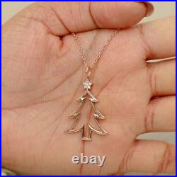 14k Yellow Gold Plated 1.00 Ct Round Natural Moissanite Christmas Tree Pendant