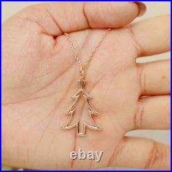 14k Yellow Gold Plated 1.00 Ct Round Natural Moissanite Christmas Tree Pendant