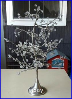 19 tall Crate and Barrel Pewter Crystal Tree Silver/Clear