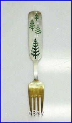 1950 A. Michelsen Christmas Trees JUL Sterling Silver Fork & Spoon Set 03DUD