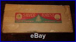 1950s 1960s SILVER FOREST 4 FT STAINLESS ALUMINUM CHRISTMAS TREE ORIGINAL w BOX