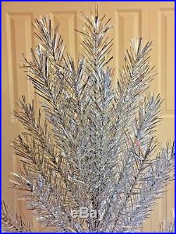 1950s Silver Glow Aluminum Christmas Tree 2 Poles Stand & 49 23 Branches