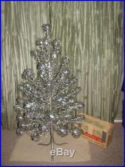 1950s Vtg Sparkler Pom-Pom Silver ALUMINUM 4 Foot CHRISTMAS Tree withOriginal Box