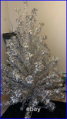 1960's Vintage 6 ft, 91 branch, The Sparkler Pom Pom aluminum Christmas tree