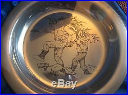 1970 Franklin Mint Christmas Platesterling Silver 925norman Rockwell Home Tree