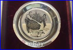 1972 FRANKLIN MINT 925 silver CHRISTMAS PLATE TRIMMING THE TREE NORMAN ROCKWELL