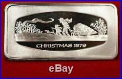 1979 Franklin Mint Silver Christmas Ingot Bringing Home The Yule Tree Box & COA