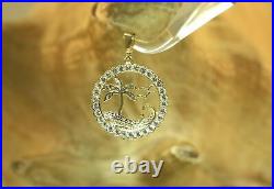 1Ct Round Cut Moissanite Palm Tree Pendant 14k Yellow Gold Over 18'' Free Chain