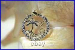 1Ct Round Cut Moissanite Palm Tree Pendant 14k Yellow Gold Over 18'' Free Chain