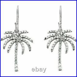 2 Ct Round Diamond Simulated Palm Tree Drop/Dangle Earrings 925 Sterling Silver