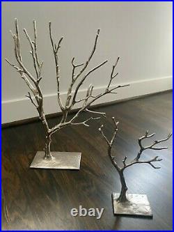 2 West Elm CAST METAL JEWELRY TREES Silver HOLIDAY DECOR Christmas Ornaments
