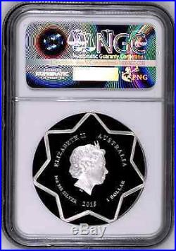 2015 1oz Christmas Tree Star Shaped Silver Proof Coin Silver $1 coin NGC PF70