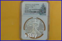 2016 W Burnished Silver American Eagle NGC MS70 Christmas Tree Label