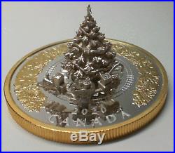 2020 Canada $50 3D Christmas Tree with Moving Train 5 oz Silver Proof Coin