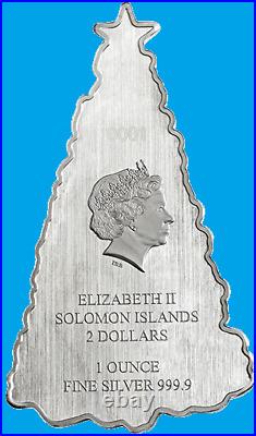 2021 Solomon Islands Christmas tree Like Coin $2 Silver Proof Mint UNC