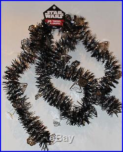 2m (6.5 Ft) Luxury Thick Tinsel Christmas Tree Decoration Star Wars Black Silver
