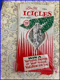 3-Real Metal Lead Foil Old Fashioned Christmas Tree Tinsel Icicles Ben-Mont 1968