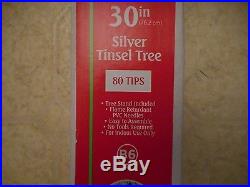 30 SILVER CHRISTMAS TREE With BASE TINSEL TABLETOP NEW