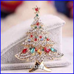3Ct Round Simulated Ruby Christmas Tree Brooch Pin 14k Yellow Gold Plated Silver