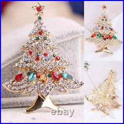 3Ct Round Simulated Ruby Christmas Tree Brooch Pin 14k Yellow Gold Plated Silver