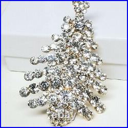 4.00Ct Round Cut Lab Created X-Mas Tree Pin Brooch 14k Yellow Gold Plated Silver