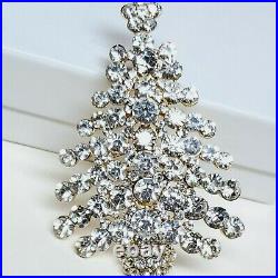 4.00Ct Round Cut Lab Created X-Mas Tree Pin Brooch 14k Yellow Gold Plated Silver