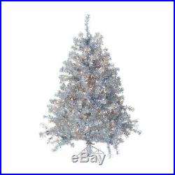 4.5 Ft Silver Tabletop Artificial Pre-Lighted Christmas Tree Home Holiday Decor
