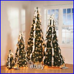 4' Silver & Gold Pull-Up Christmas Tree by Holiday Peak, Pre-Lit and Fully