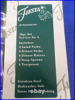40 pc FIESTA CHRISTMAS Tree Stainless Flatware by Cambridge 8 PLACE SETTINGS New