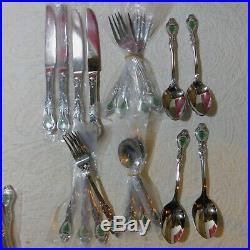 40pc Spode CHRISTMAS TREE Set 8 place setting 18/10 Stainless Flatware WALLACE