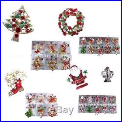480 pieces Brooch Pin Vintage Rhinestone Christmas Snowmen Tree Gift Xmas Lots