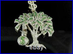 4Ct Real Moissanite Money Bag Tree Dollar Pendant 14K Yellow Gold Silver Plated