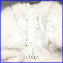 4pc Isaac Mizrahi Faux Fur 60 Tree Skirt 3 Christmas Stocking Set Silver Tinsel