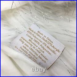 4pc Isaac Mizrahi Faux Fur 60 Tree Skirt 3 Christmas Stocking Set Silver Tinsel
