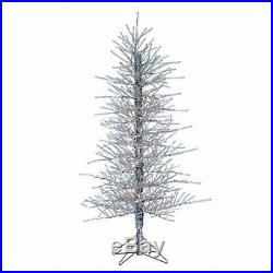 5 Ft Silver Twig Artificial Pre-Lighted Christmas Tree Home Holiday Decor Clear