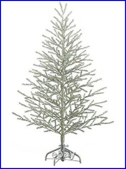 5'Hx40 D Tinsel Artificial Christmas Tree on Metal Stand Antique Silver Decor