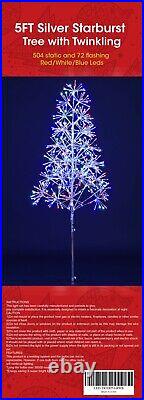 5' Red, White and Blue Silver Tree