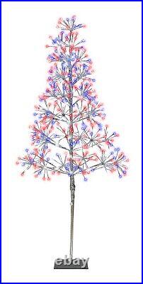 5' Red, White and Blue Silver Tree