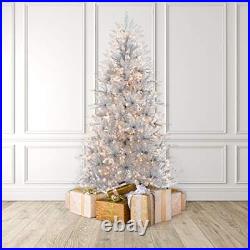 5 ft Tinsel Pre-Lit Christmas Tree Silver Clear Lights BTIPI1