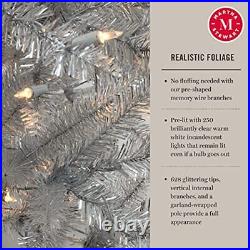 5 ft Tinsel Pre-Lit Christmas Tree Silver Clear Lights BTIPI1